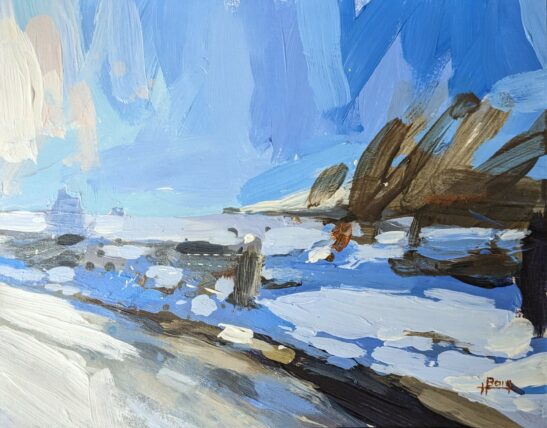 Snow at Sutton, acrylic
