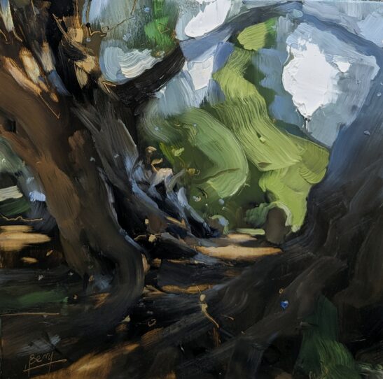 The Llangernyw Yew ( 20 x 20 cm) oil on board