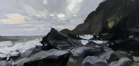Woody Bay, New Year's Eve (27 x 13 cm) oil on paper