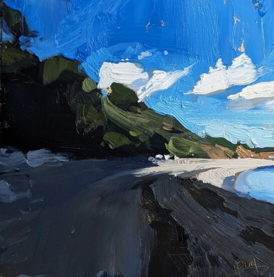 Seaton Hole Beach (20 x 20 cm) oil on board
