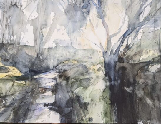 Icy Light on the Moor, (30 x 41 cm) watercolours