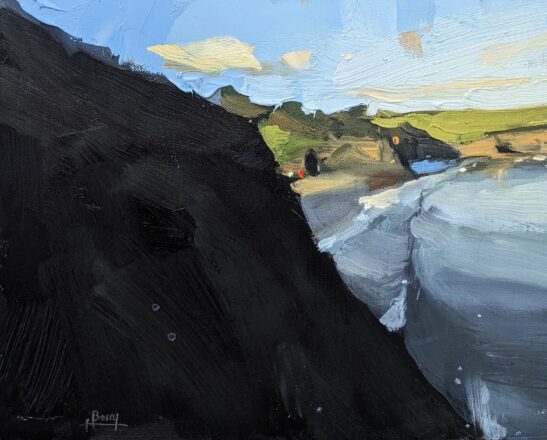 Porthcurnick Beach (27.5 x 21.5cm) oil on paper