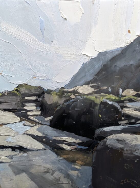 Ravenscar Beach (31 x 41 cm) oil on board
