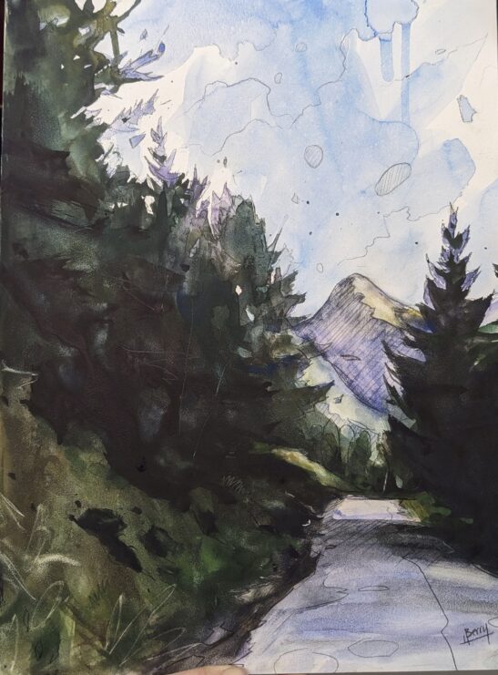 The Dragon's Tooth (30 x 41 cm) watercolours